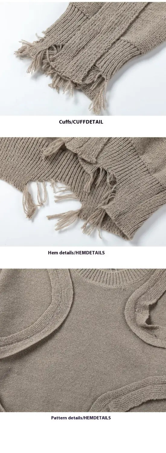 Winter New Retro Loose Fringe Design Round Neck Knitted