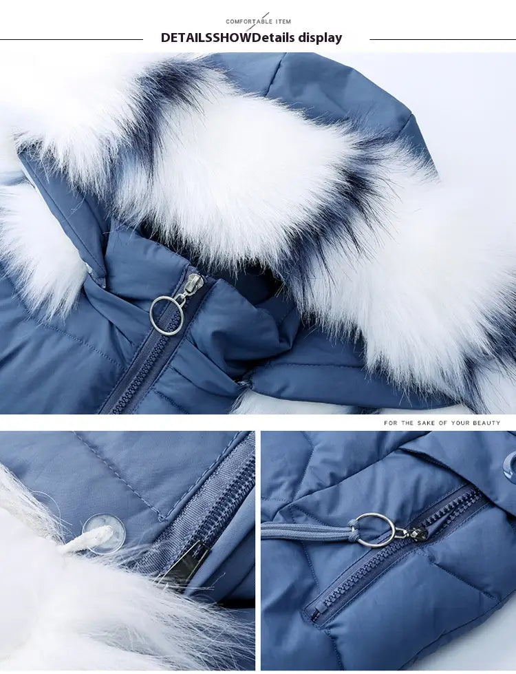 Women’s Short Detachable Large Fur Collar Cotton Coat