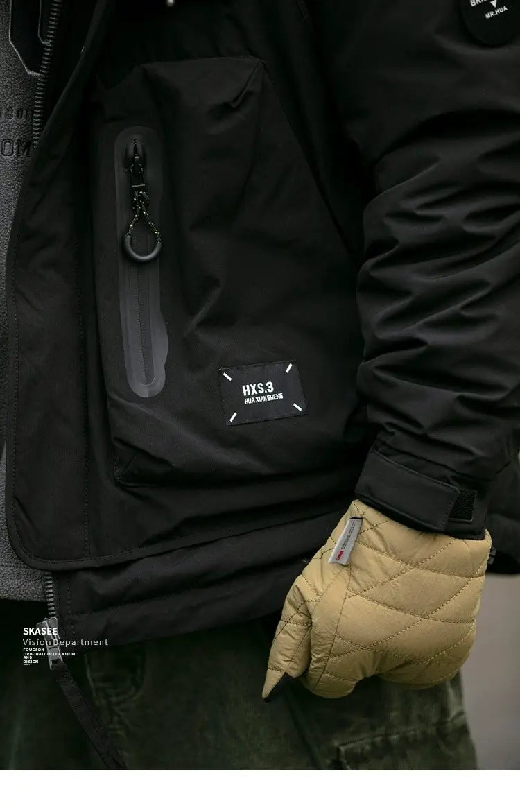 Loose Outdoor Multi-pocket Winter Workwear Hooded Down Jacket