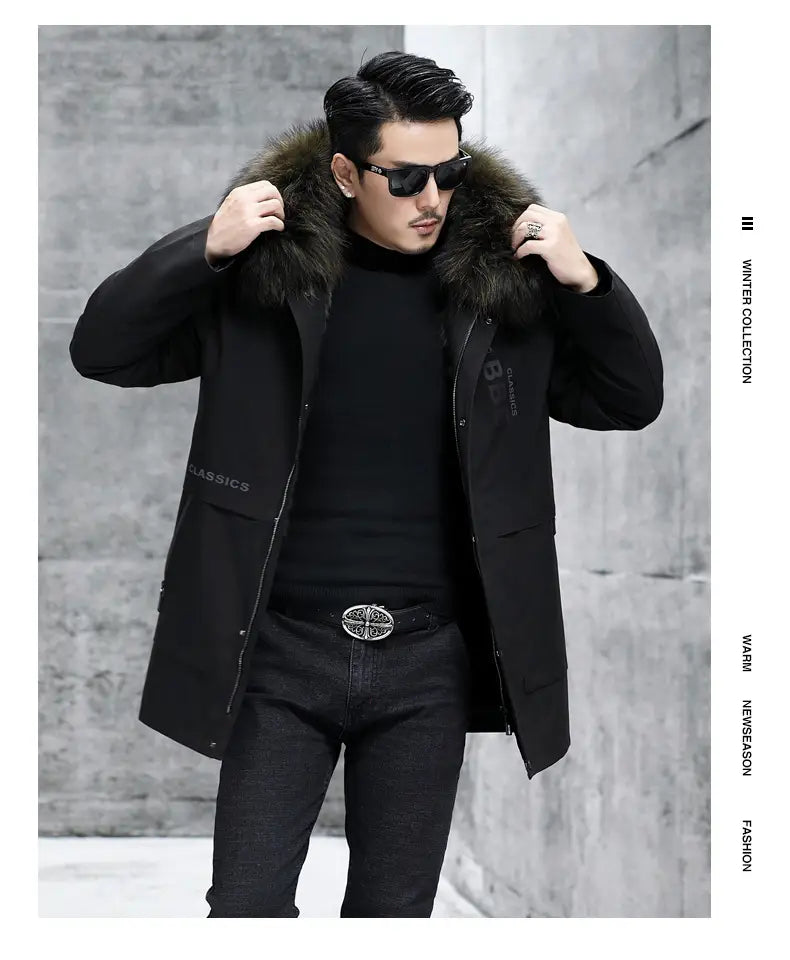 Fox Inner Pot Raccoon Hair Collar Fur Coat