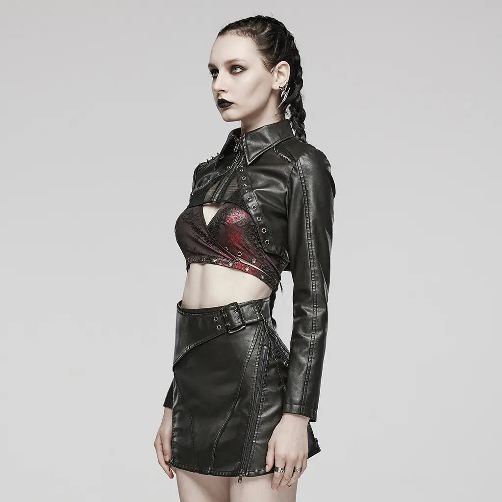 Women’s Dark Sweet Cool Short Leather Coat