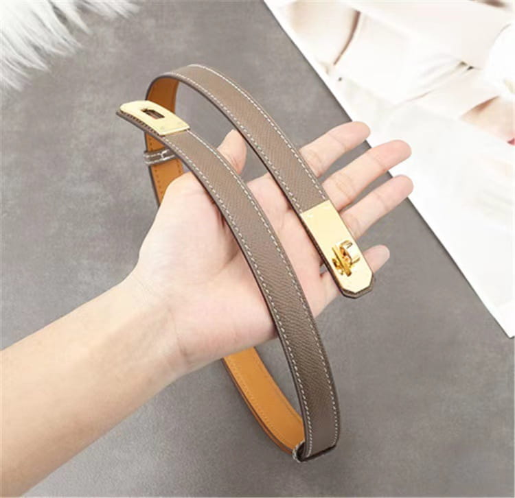 Rotating Buckle Leather Thin Belt All-match Women’s Belt