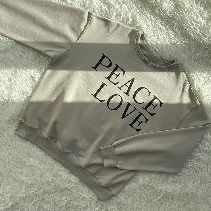 Autumn and winter thick inner sanding peace love loose sweater