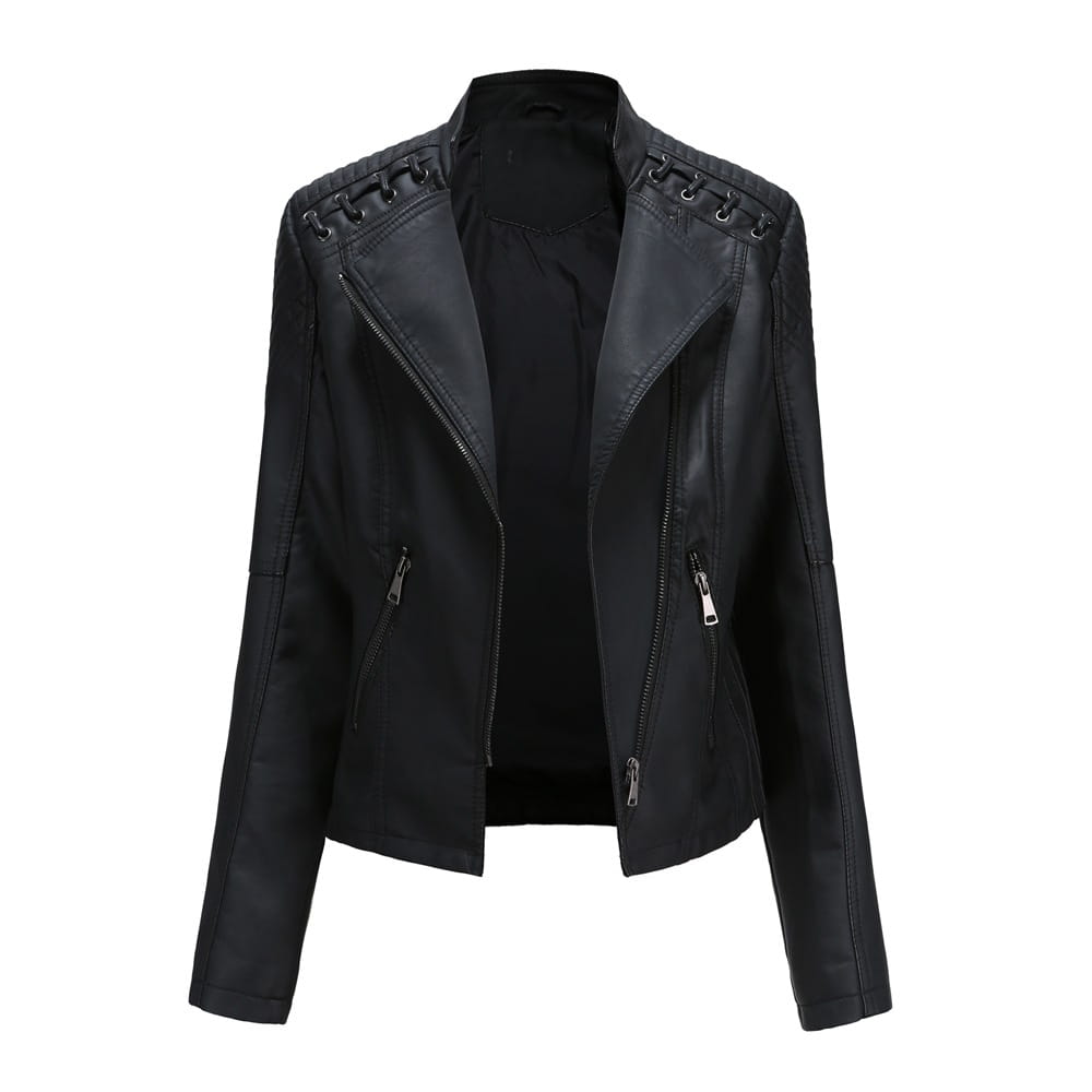 Slim Fit Thin Leather Coat Women’s Motorcycle Clothing