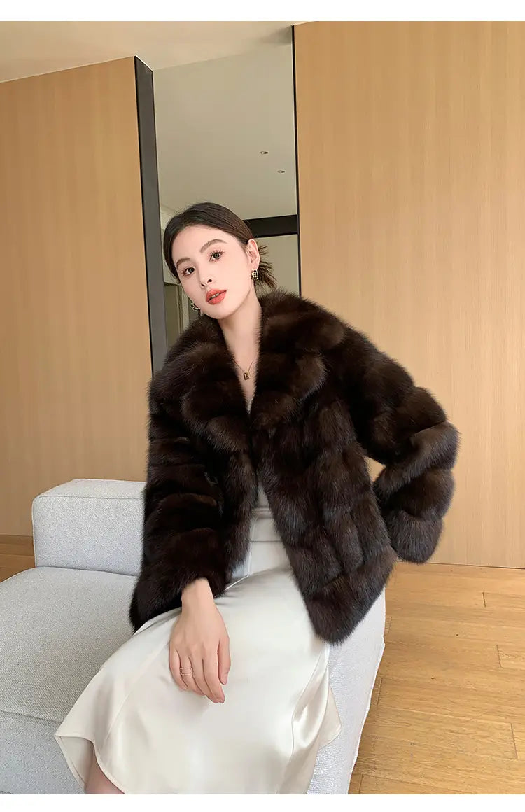 Artificial Fur Purple Sable Thick Warm Jacket