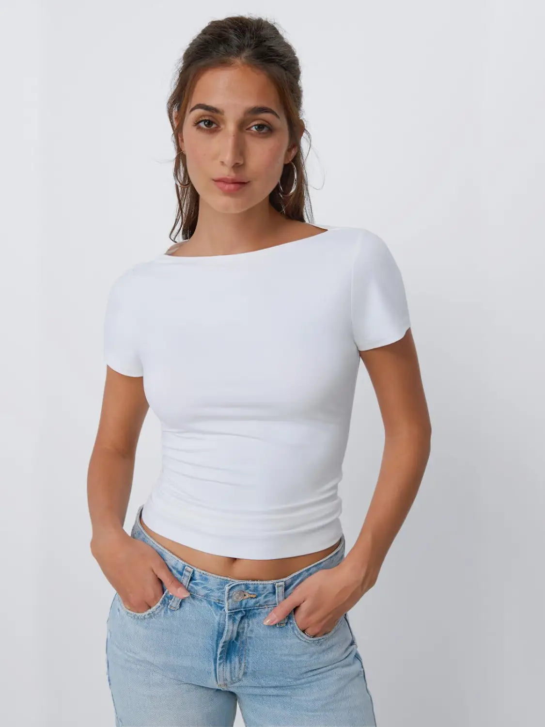 Round Neck Short Sleeve Slim Fit Hot Girl Going Out Tops