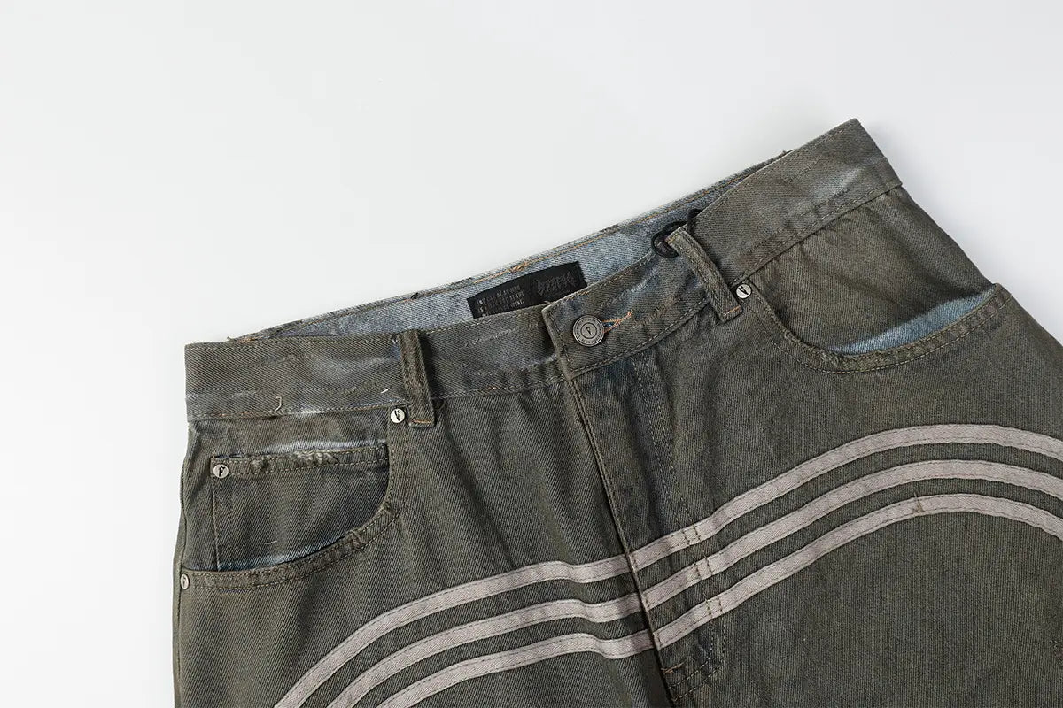 Retro Dirty Dyed Washed Denim Shorts Loose Straight