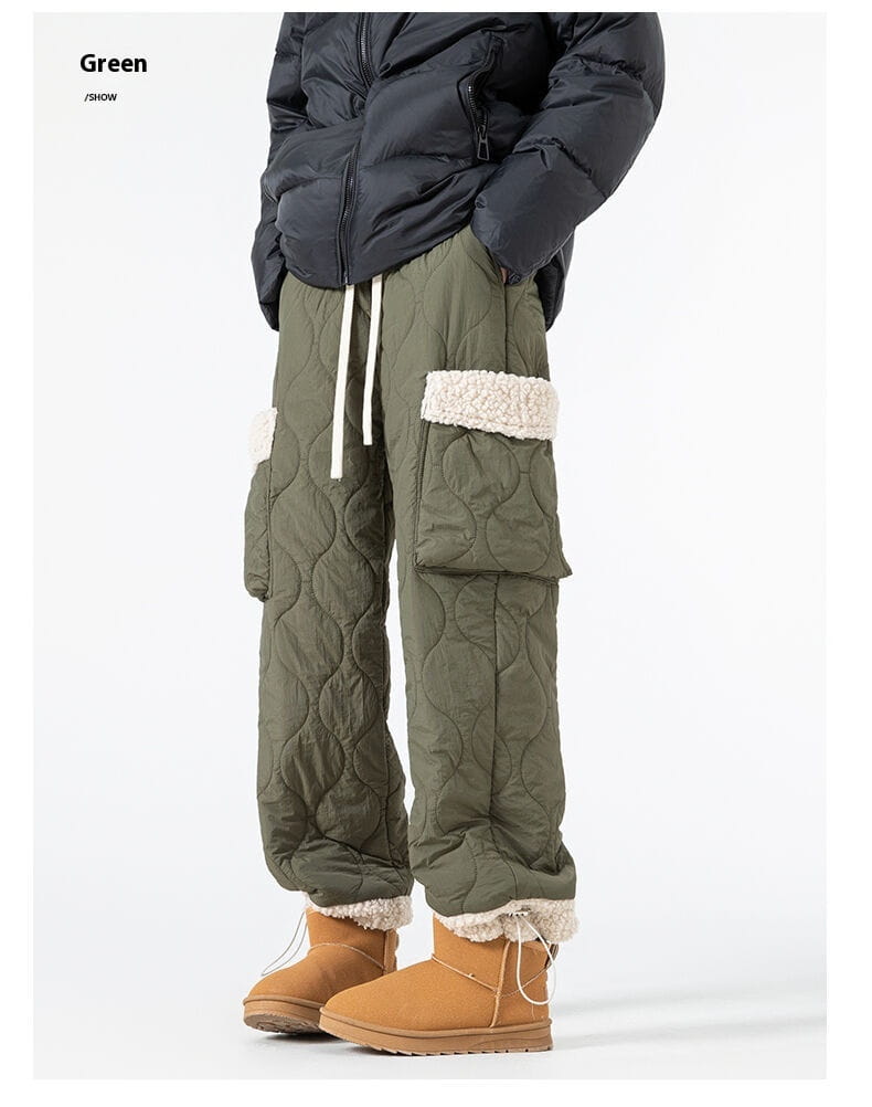 Men’s Quilted Casual Pants Thickened Cold Protection Ski Pants
