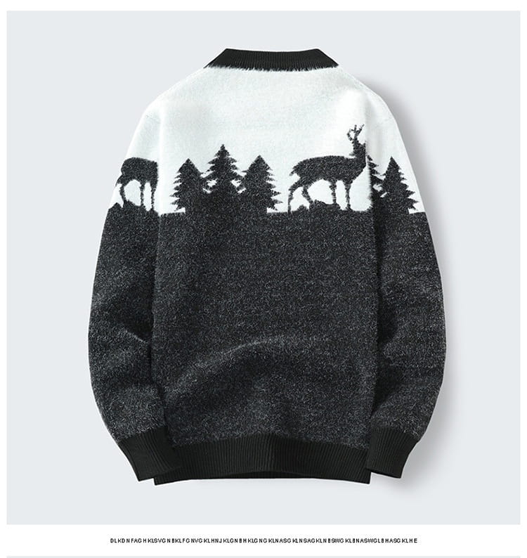 Men’s Round Neck Jacquard Pullover Sweater