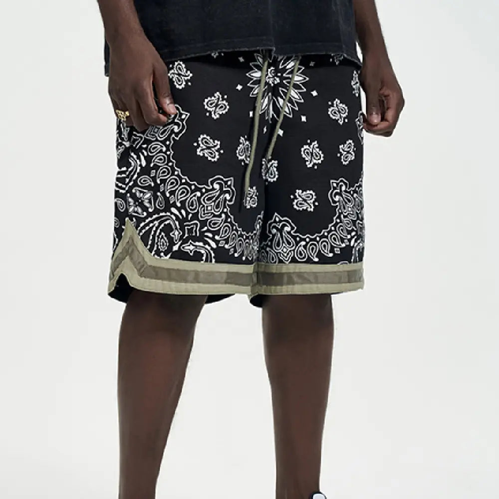 Splicing Hanging Crotch Military Cloth Hip-hop Men’s Shorts
