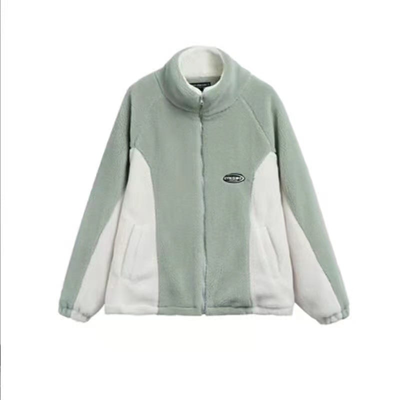 Mint Green Stitching Berber Fleece Coat Men And Women