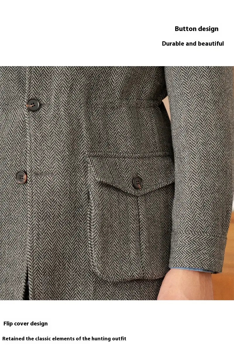 Collar Safari Jacket Jacket Commuter Business Keep Warm And Handsome Jacket Men