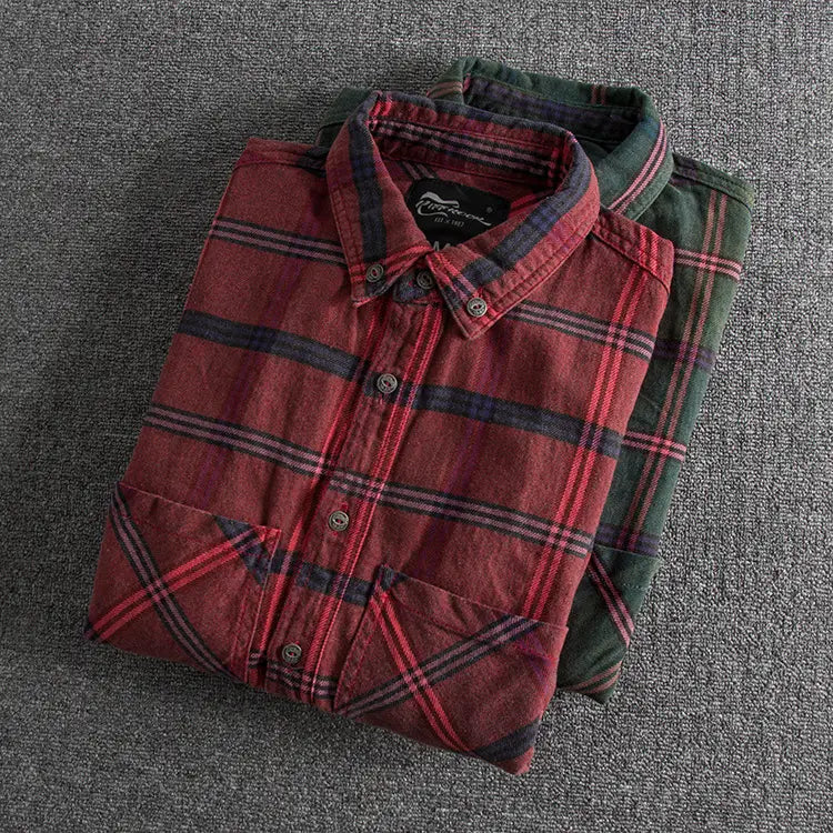 Slim all-match Men’s Casual Plaid Long-sleeved Shirt