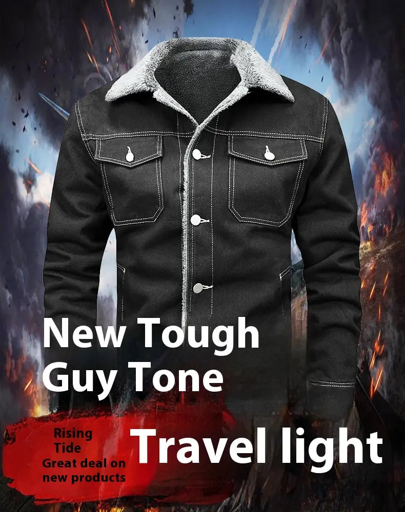 Denim Coat Fleece-lined Men Fashion Brands Jacket