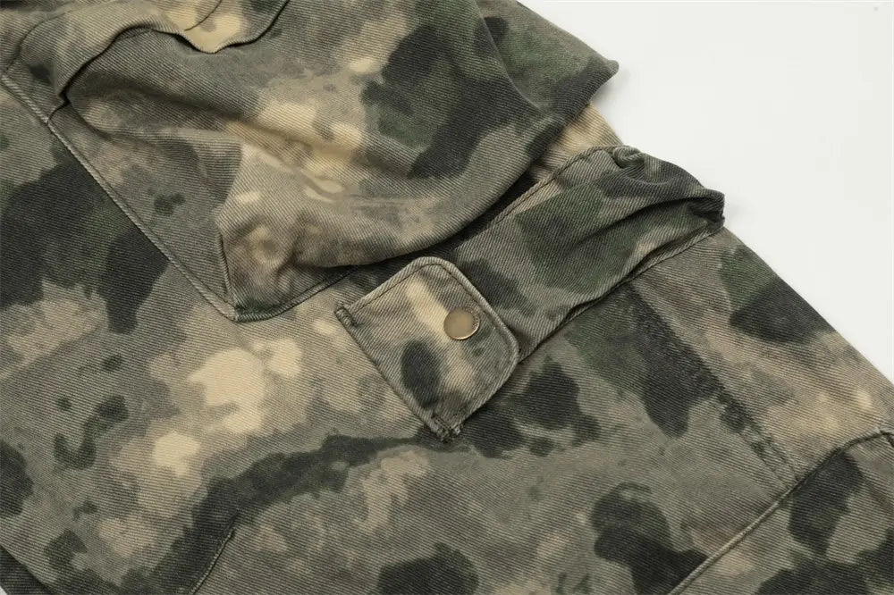 Mountain Outdoor Multi-pocket Workwear Tie-dye Camouflage Pants Men