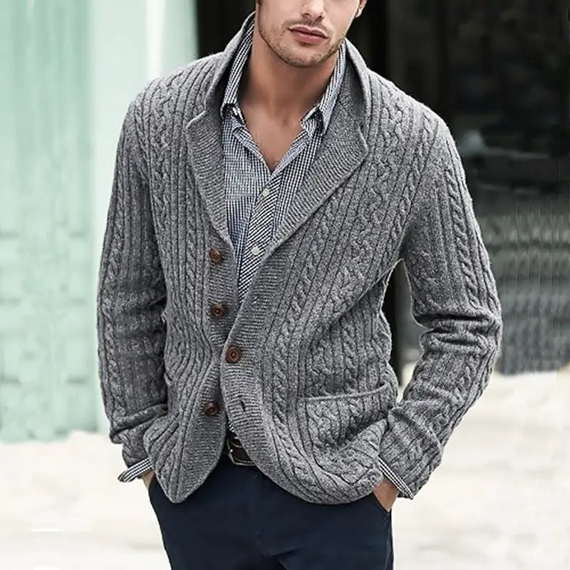 Men’s Casual Long Sleeve Lapel Pocket Sweater