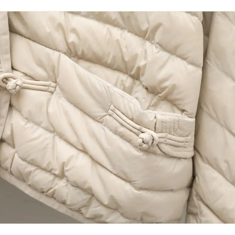 Autumn And Winter Ethnic Style Buckle White Duck Down Coat