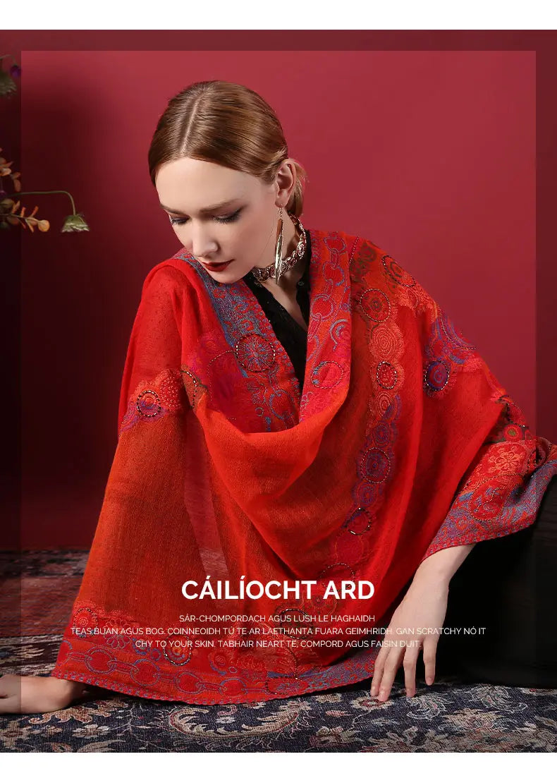 Ethnic Style Boiled Wool Warm Winter Scarf Shawl