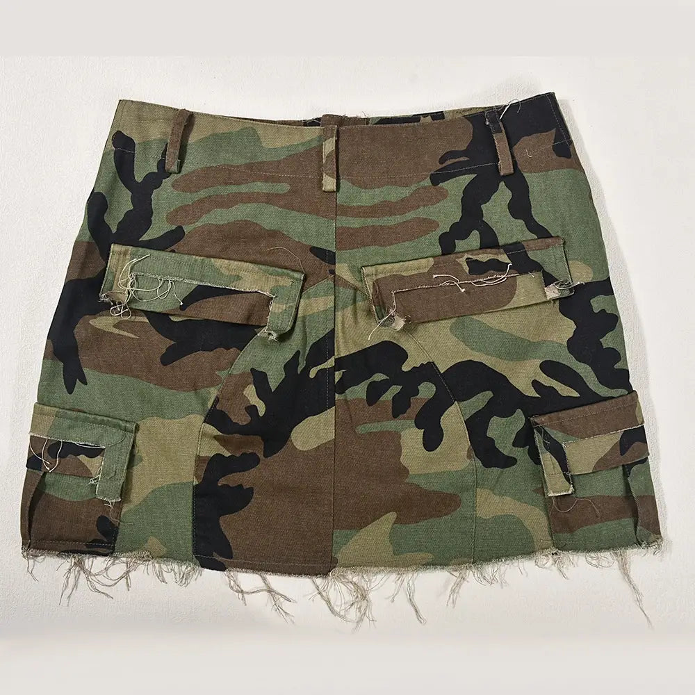Autumn New Fashion Full Open Skirt Skirt Camouflage Skirt