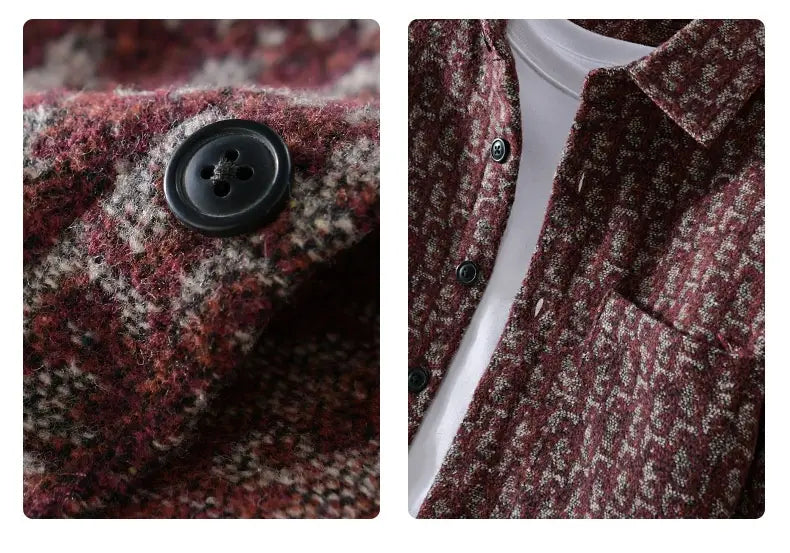 Men’s Brushed Thickened Long-sleeved Casual Loose Shirt Jacket