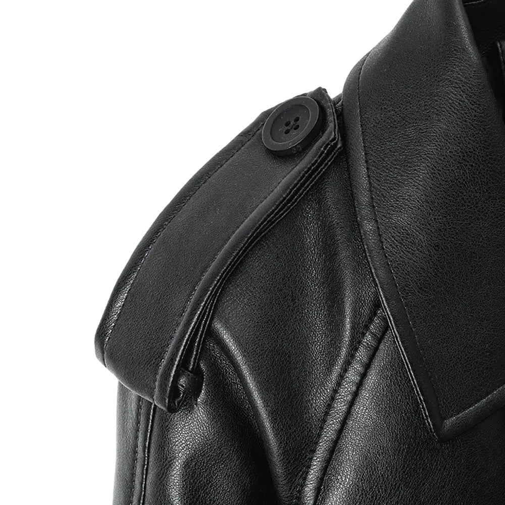 Women’s Solid Color Casual Loose Fit Leather Jacket
