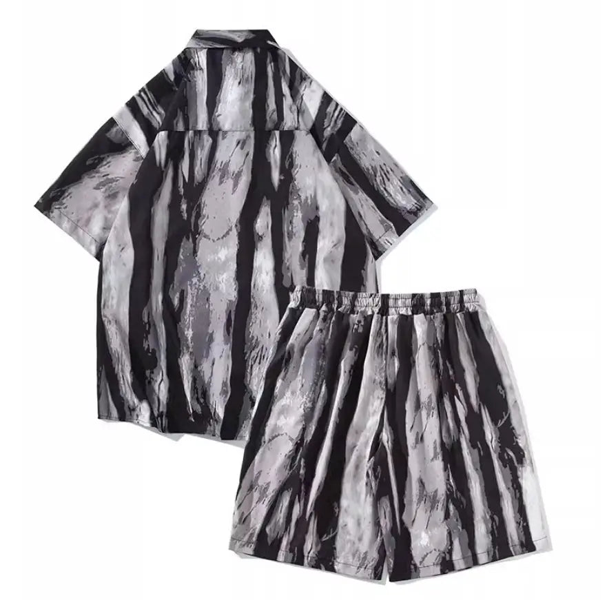 Casual Tie-dye Men’s Loose Flower Shirt Suit