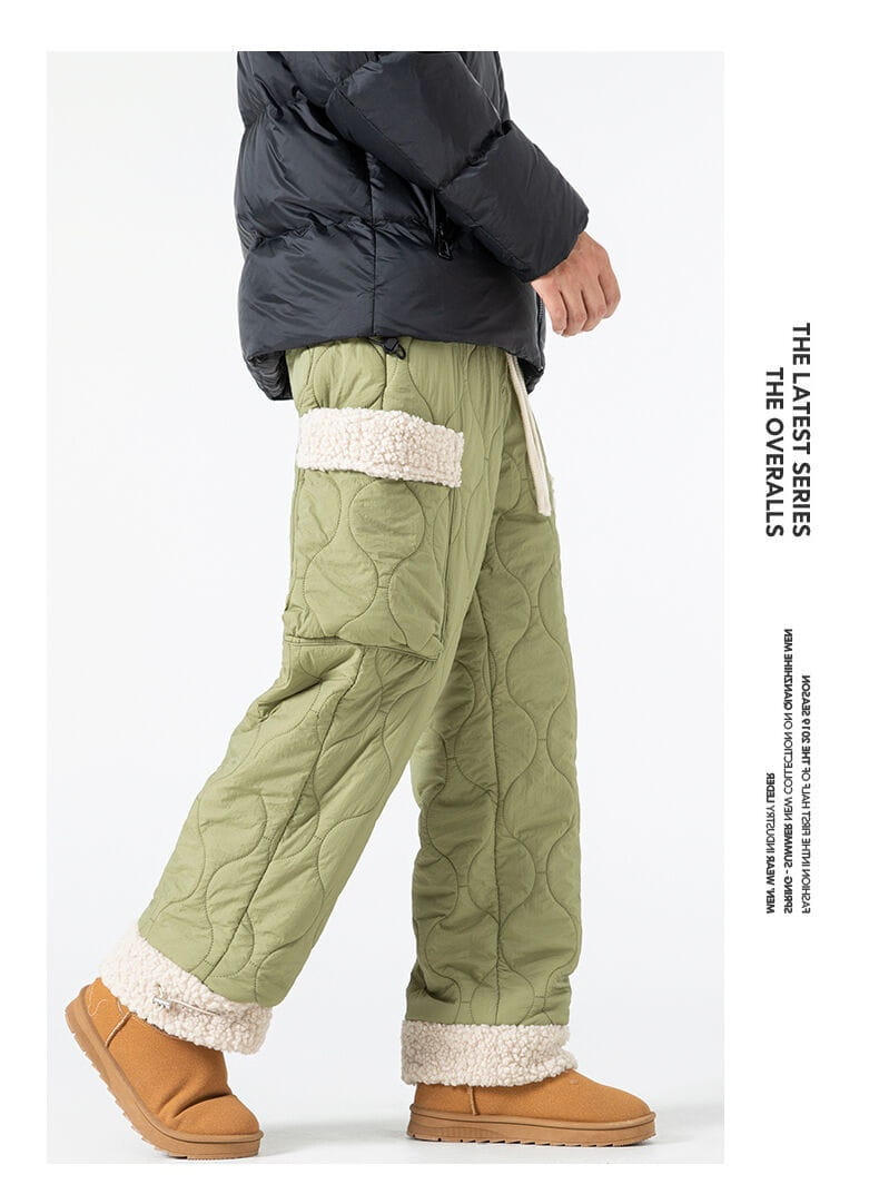 Men’s Quilted Casual Pants Thickened Cold Protection Ski Pants