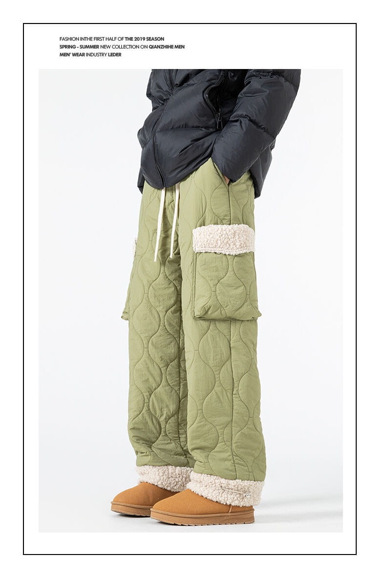 Men’s Quilted Casual Pants Thickened Cold Protection Ski Pants