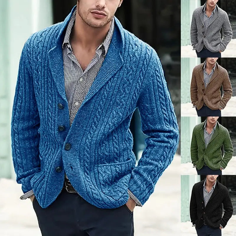 Men’s Casual Long Sleeve Lapel Pocket Sweater