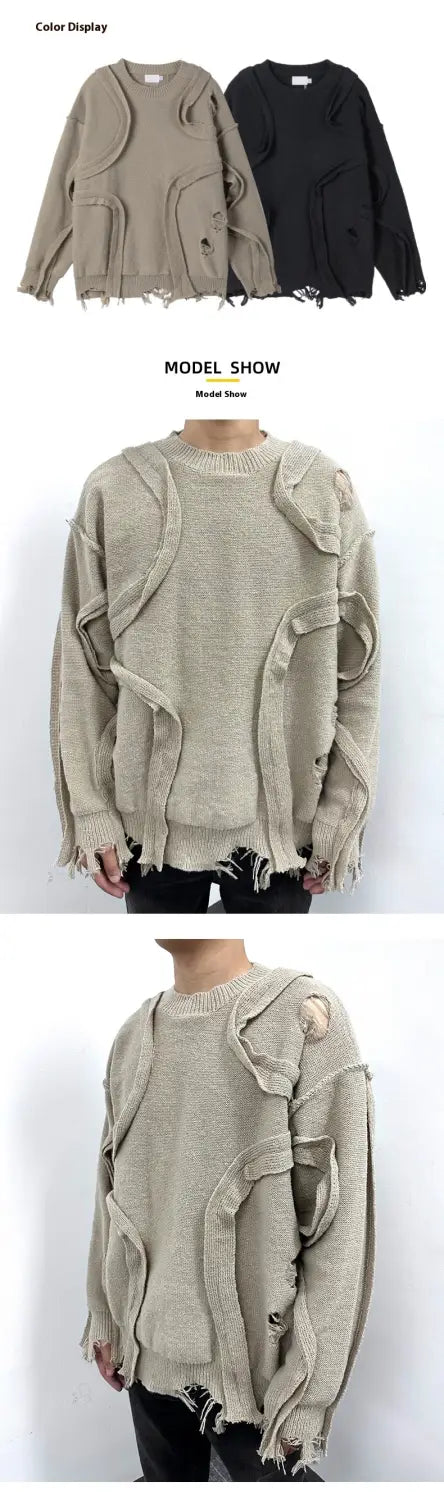 Winter New Retro Loose Fringe Design Round Neck Knitted