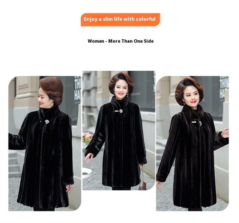 Loose Plus Size Leather Fur Coat Warm Mink Long Fashion