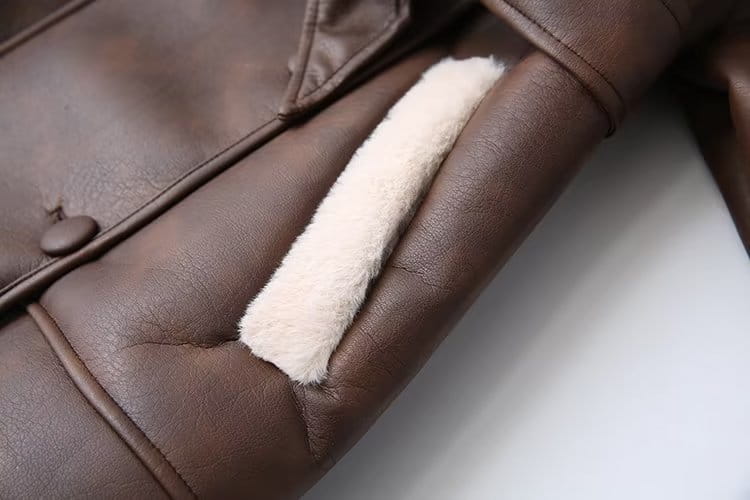 Fashion Cashmere Leather Fur Collar Composite Belt Coat