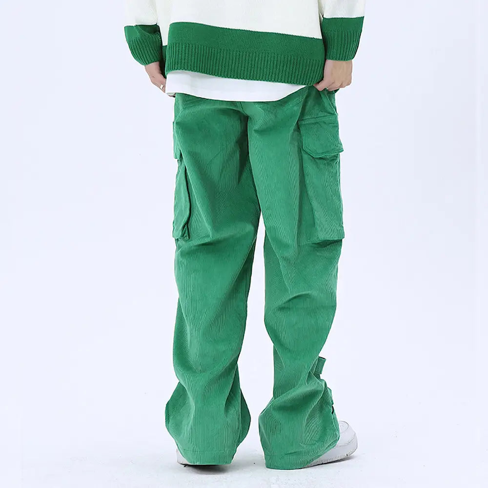 Men’s Big Pocket Workwear Personality Strap Wide Leg Pants