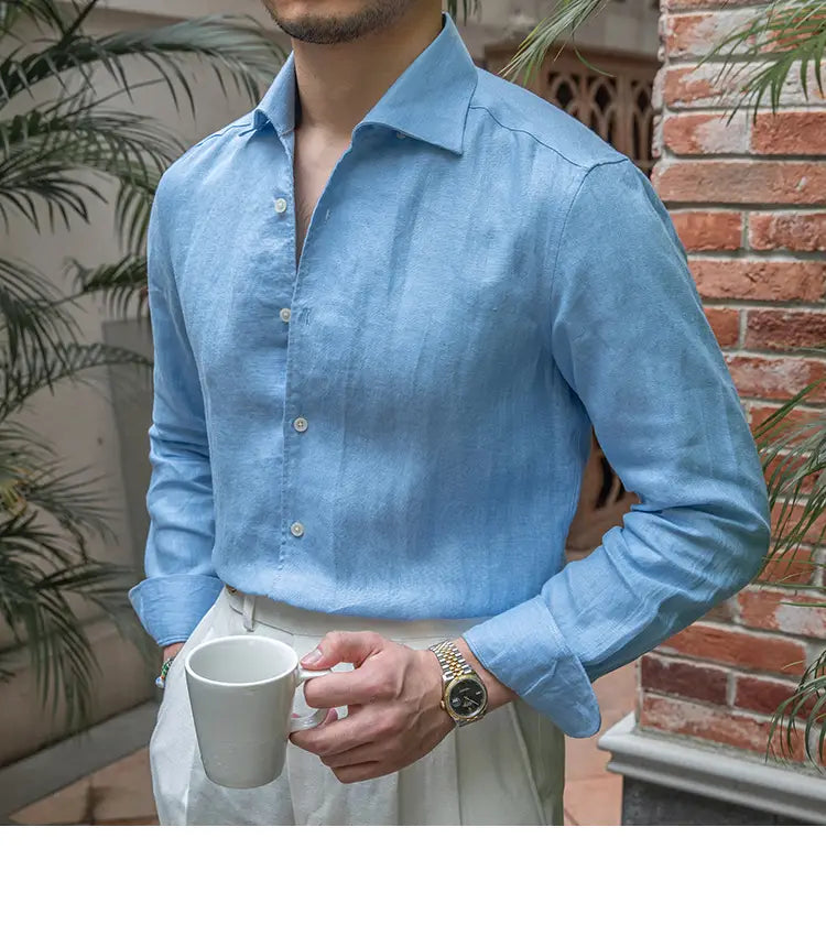 Retro Casual Long Linen Sleeves Shirt