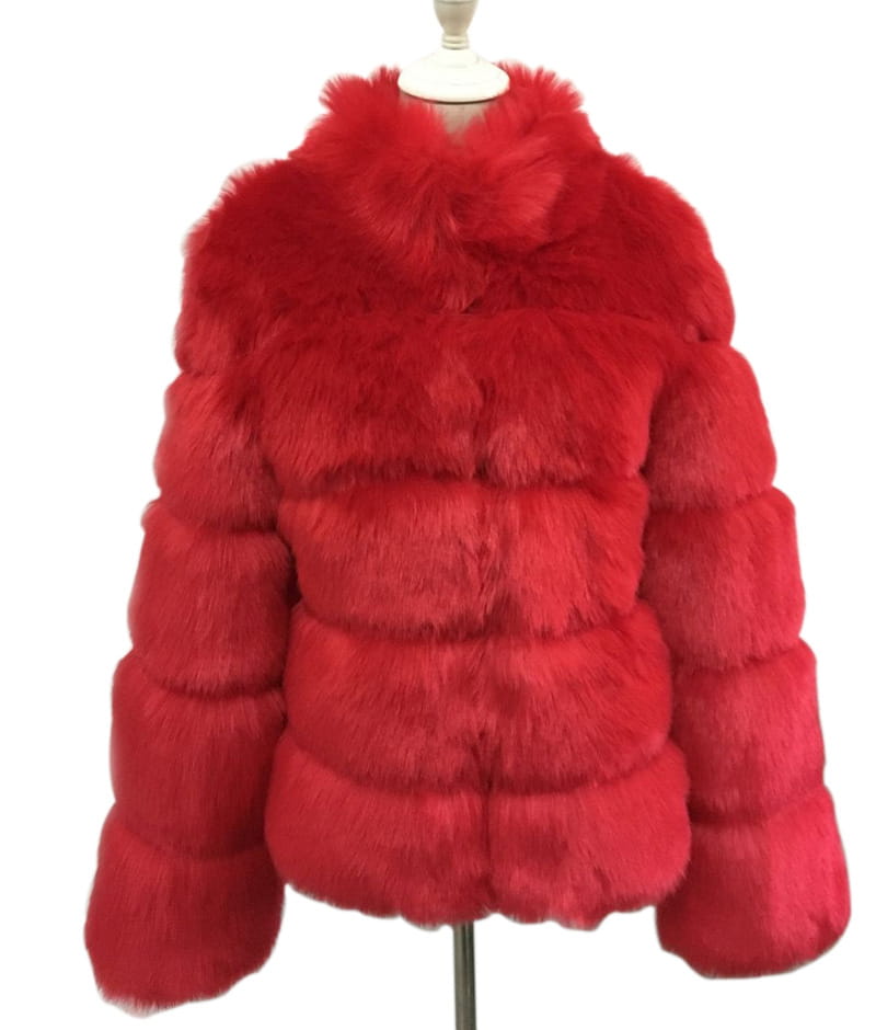 Fox Fur Slimming Stand Collar Splicing Coat