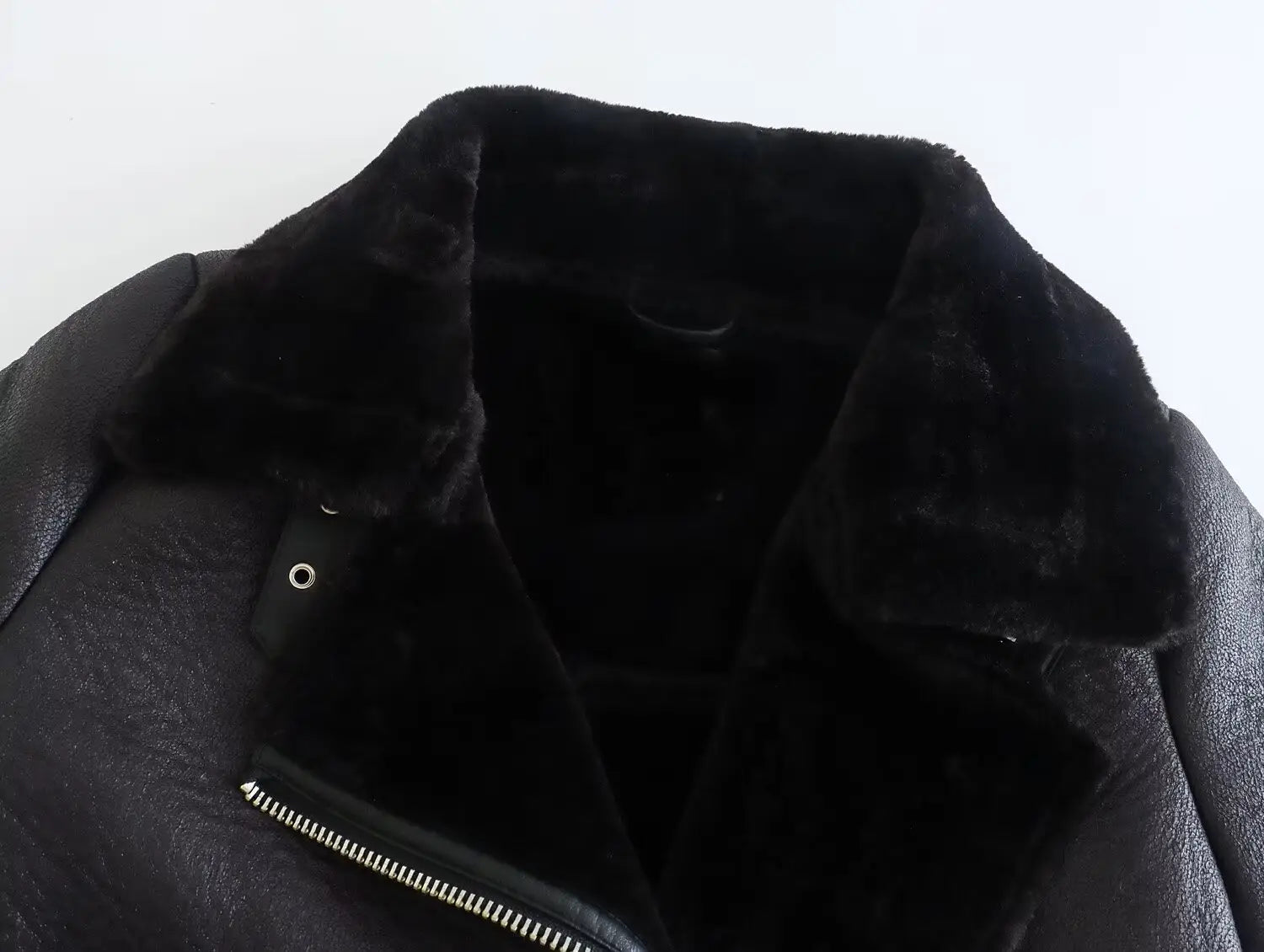 Women’s Fashion Fur Integrated Leather Coat Top