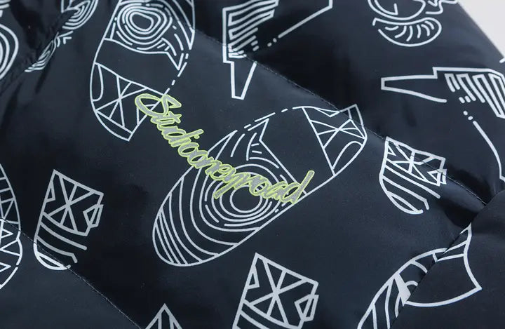 Winter Fashion Brand Printed Stand-Collar Cotton Men’s National Trend