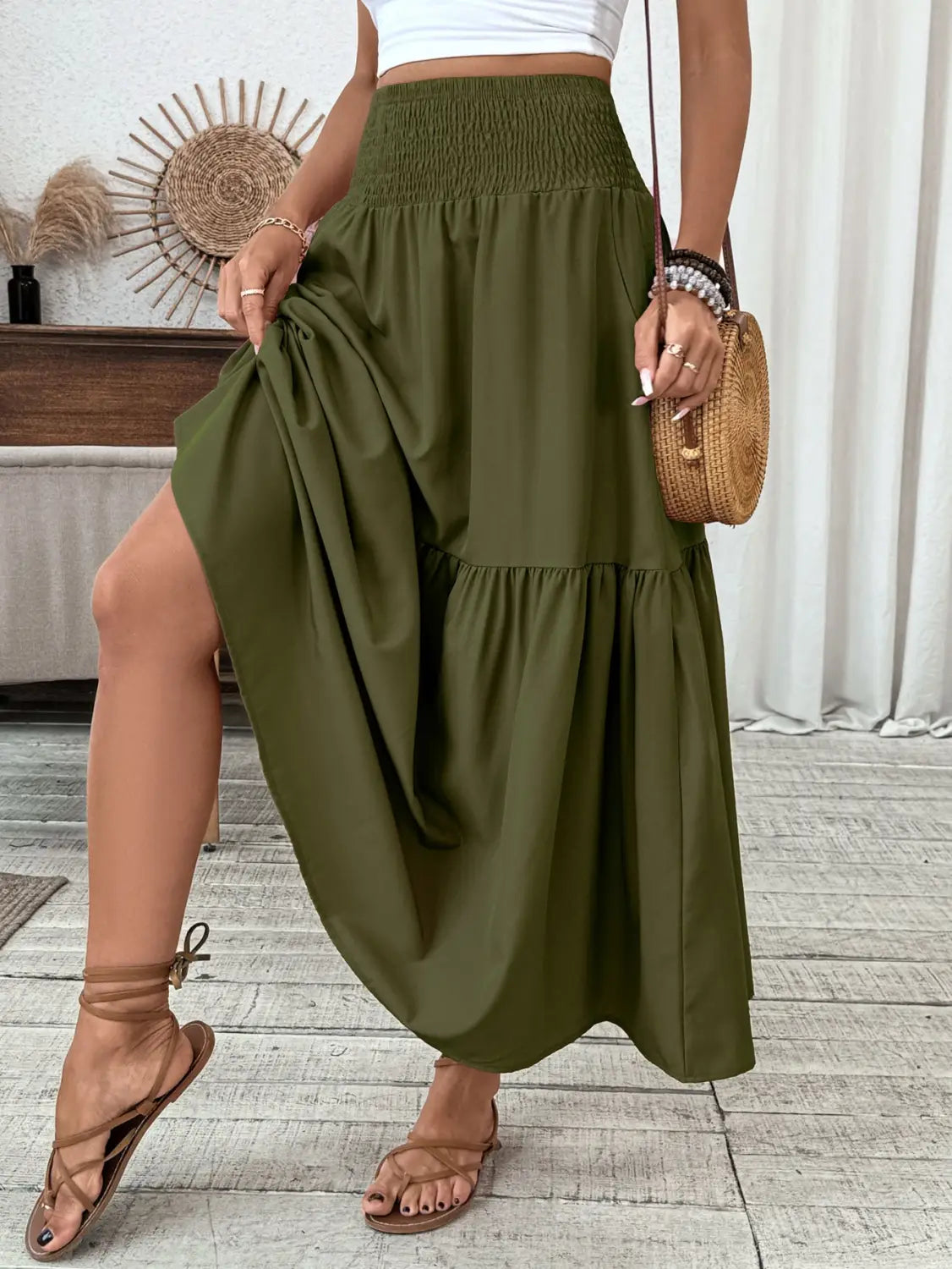 Small Floral Three-layer Long Patchwork Skirt
