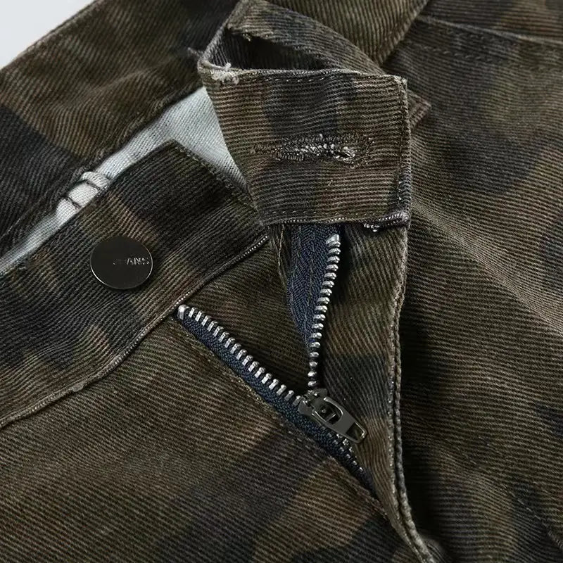 Loose Camouflage Workwear With Pocket Jeans