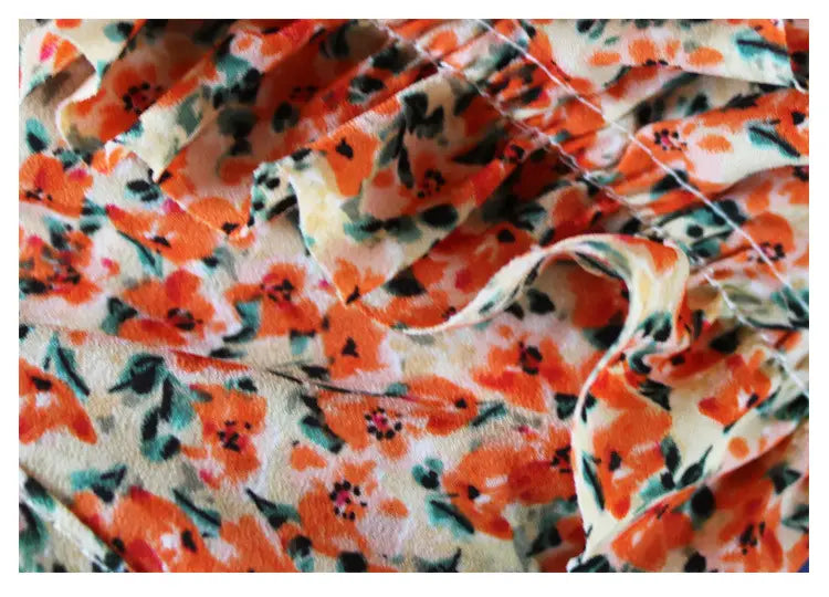Summer New Pleated Loose Floral Blouse Top
