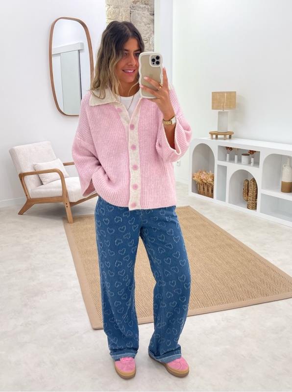 Denim Trousers Love Crochet Wash Straight