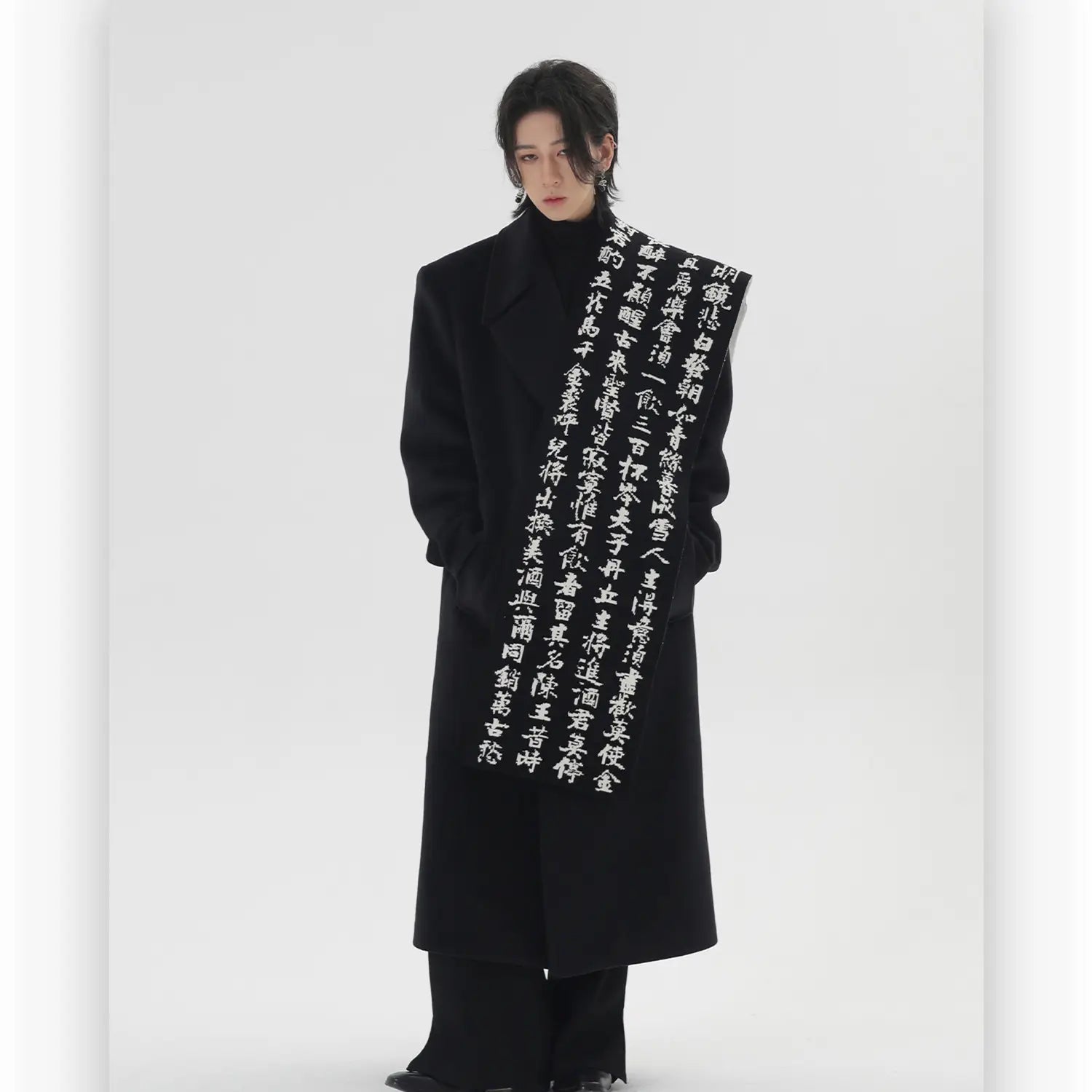 Original Chinese Style Imitation Dehaired Angora Winter Warm Black And White Lovers Scarf