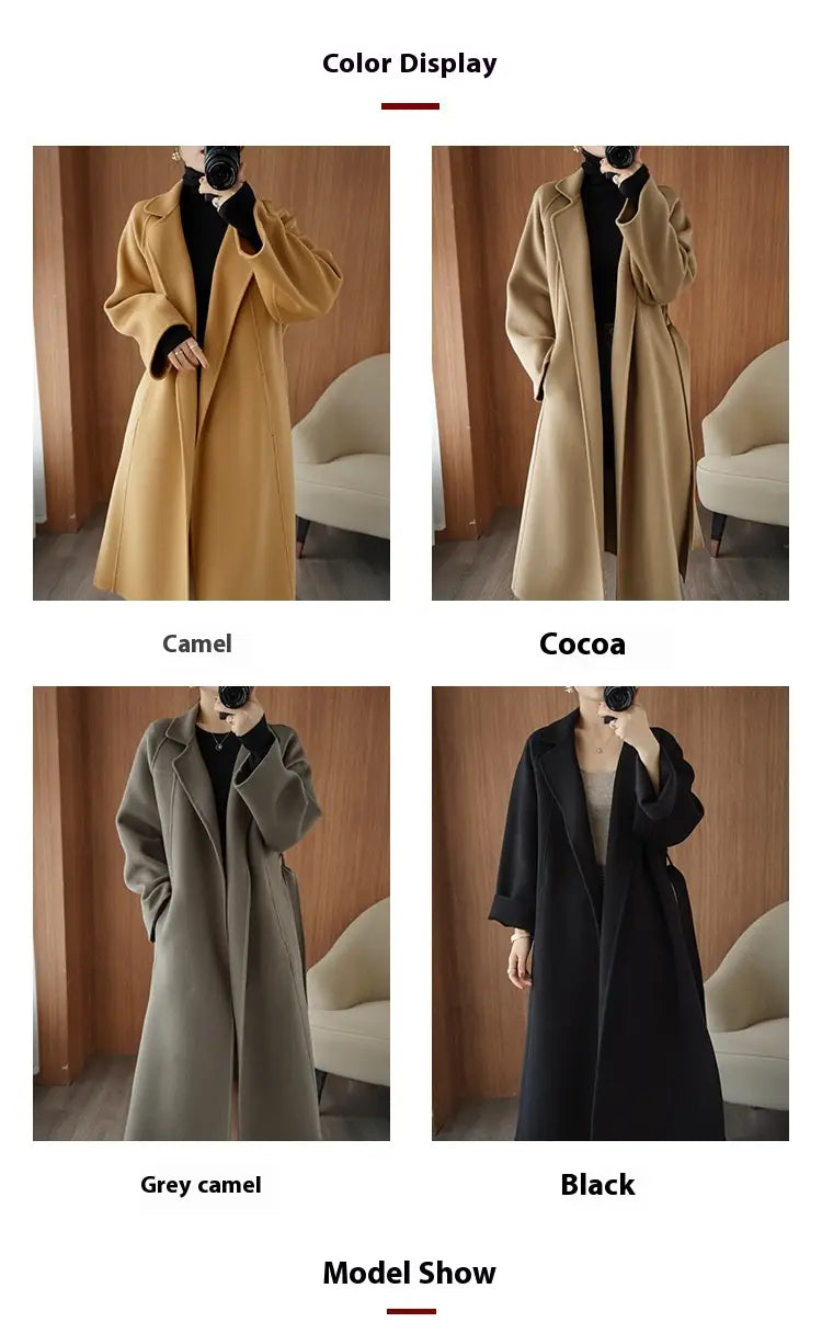 Reversible Cashmere Coat Women’s Mid-length Loose Over Knee Coat