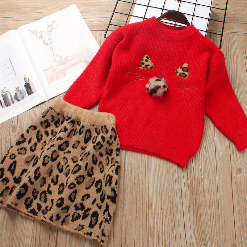 Children’s knitted sweater suit - Red / 100cm