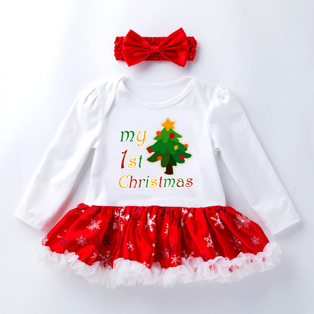 Baby Clothes Long Sleeve Romper Dress Baby Jumpsuit Romper Baby - Christmas tree / 59cm