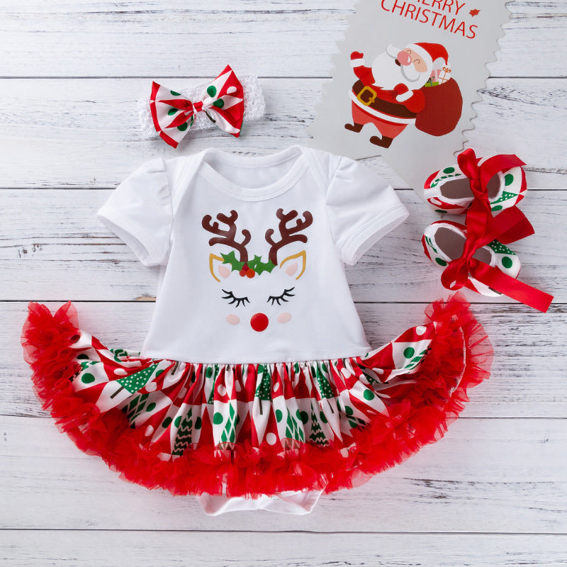 Baby Clothes Long Sleeve Romper Dress Baby Jumpsuit Romper Baby - White / 59cm