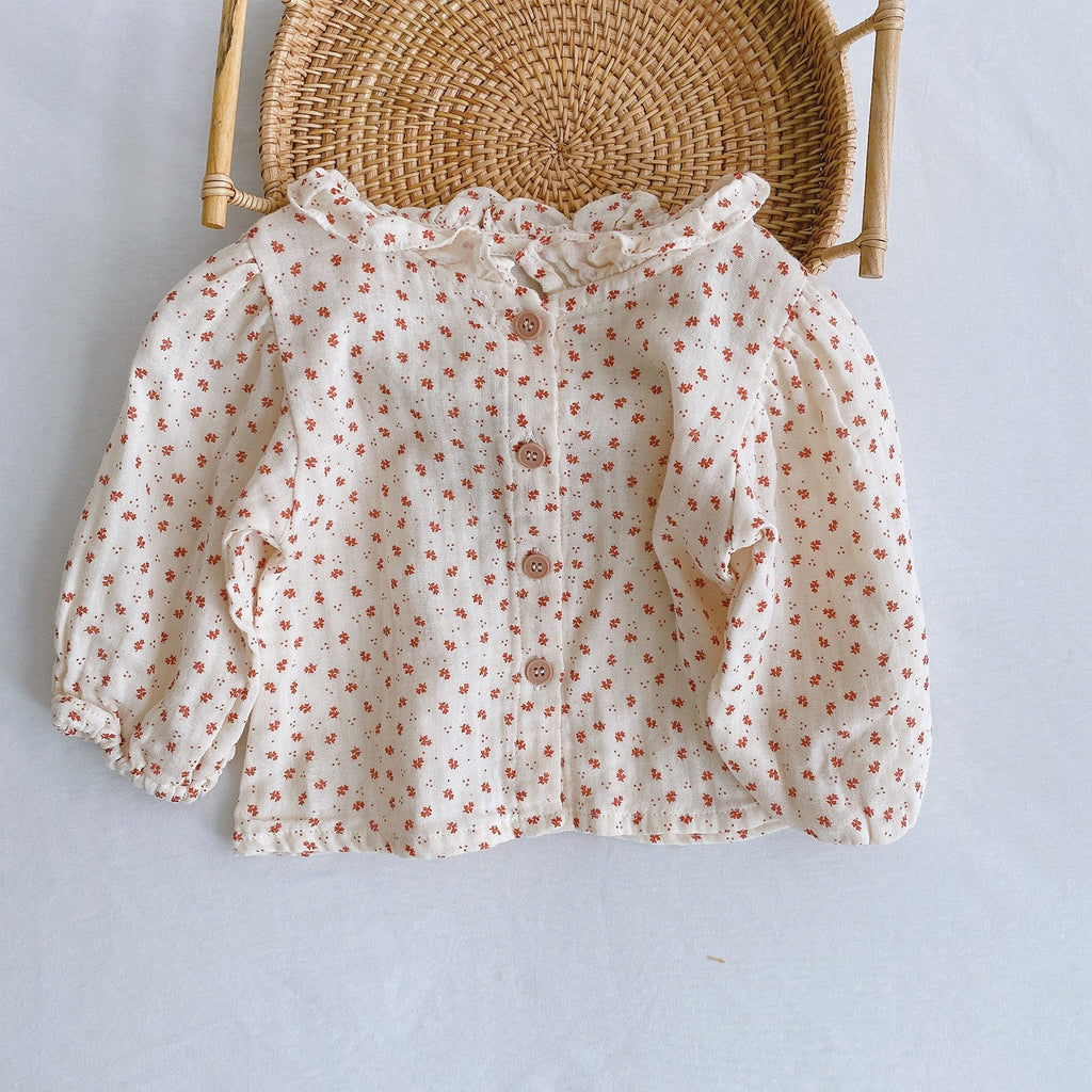 Baby Romper 0-2 Years Old Baby Clothes Baby Girl Foreign Style Pleated Lotus Leaf Sling Climber - Floral shirt / 66cm