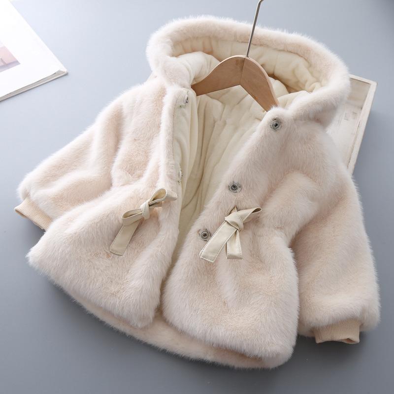 Baby Winter Clothes Kids Plus Velvet Padded Wool Sweater - Beige / 80cm