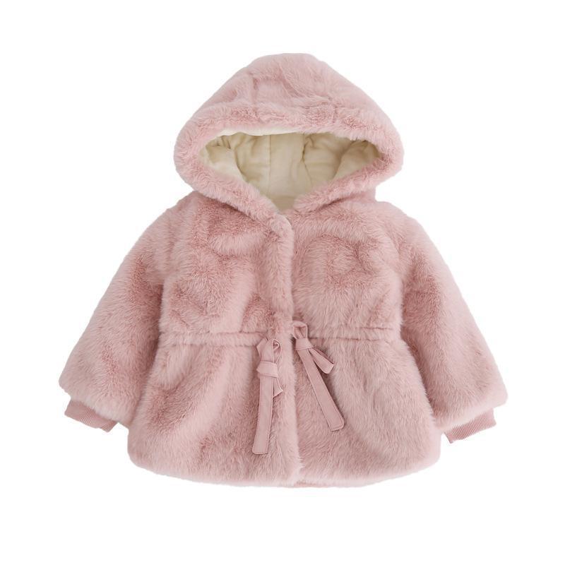 Baby Winter Clothes Kids Plus Velvet Padded Wool Sweater - Pink / 80cm
