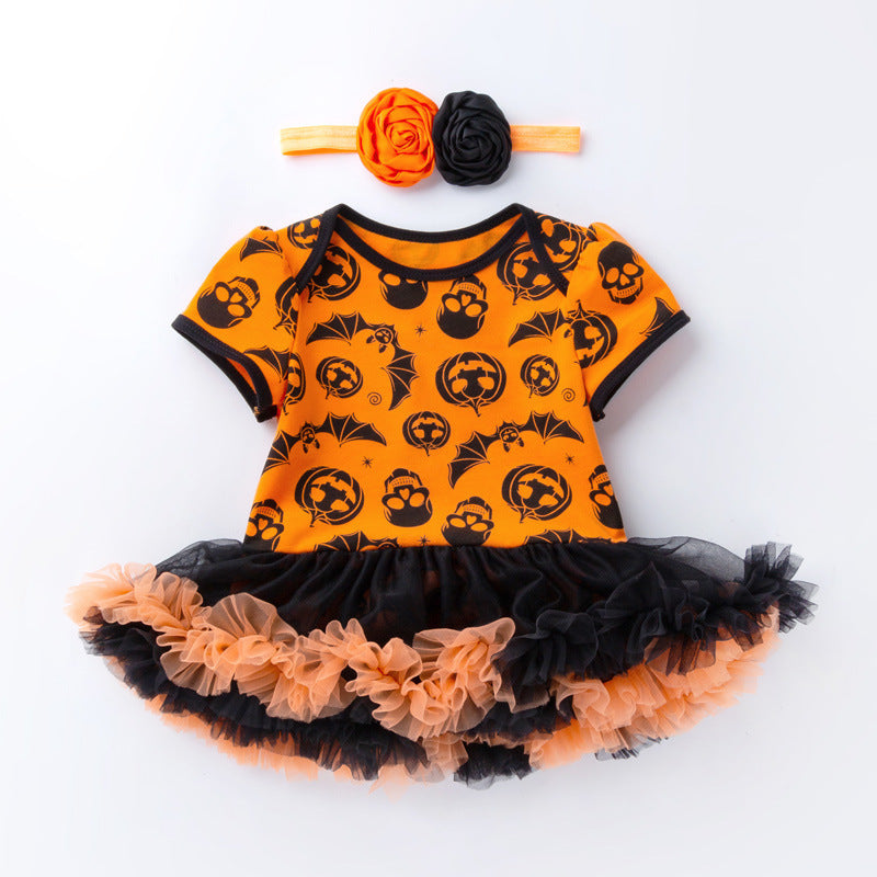 Halloween Pumpkin Short Sleeve Romper - E / 66CM